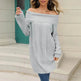 Lapel Loose Off shoulder Winter Knitted Tunic top - EX-STOCK Canada