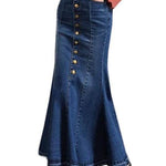 New Fashion Fitted Button up Mermaid Midi Denim Skirt - EX-STOCK Canada