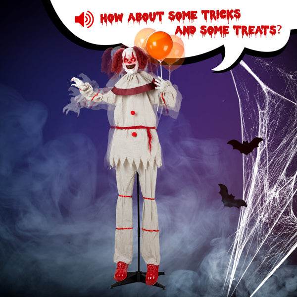 5.7ft Eye Red Light Vibration Clown Sound Voice Control, Standing Balloon Clown, Battery Model - Battery Not Included, Halloween Standing Decoration - EX-STOCK Canada