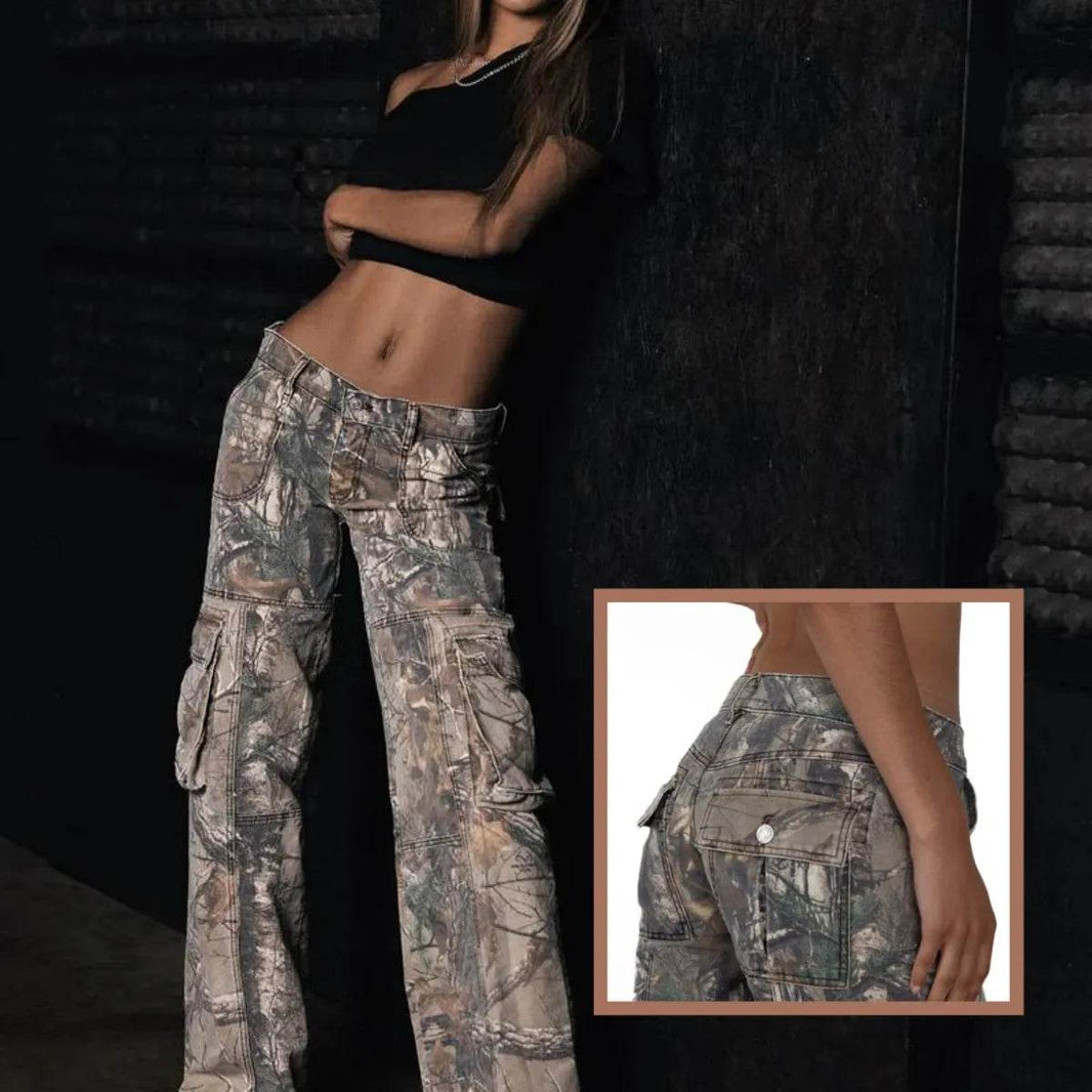 Hip Hop Retro Street Multi-pocket Camouflage Cargo Pants For Women Y2k Hip-hop Cargo Grunge Baggy Trousers - EX-STOCK Canada