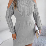 Fashionable Autumn Winter Slim fit Woolen Twist Knitted Mini Sweater Dress - EX-STOCK Canada