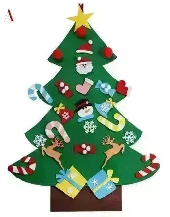 DIY Felt Christmas Tree New Year Toddler Kids Handmade Gift Toys Door Wall Hanging Ornaments Holiday Party Home Decor Set - EX-STOCK CANADA