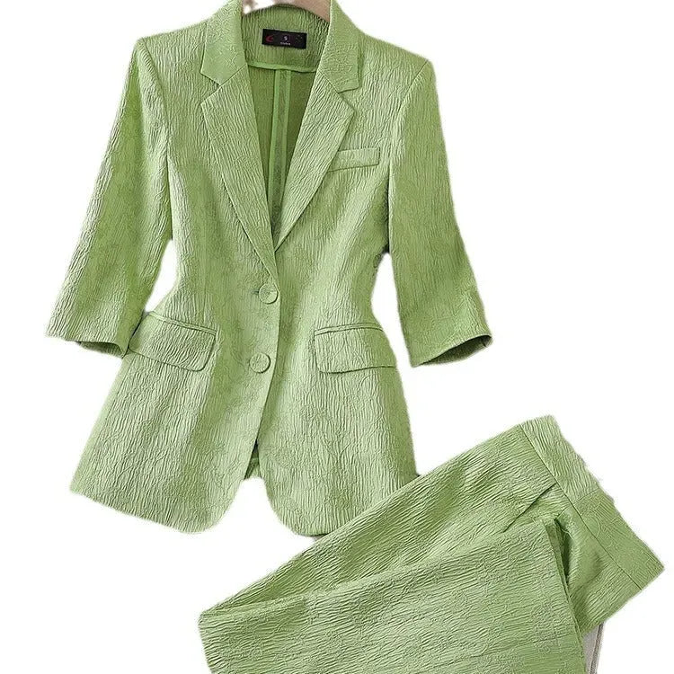 Half Sleeve Blazer And Pant Suit Ladies Women Female Jacket pant suit for women - EX-STOCK CANADA