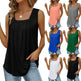 Summer cotton Tops For Women Loose Fit Pleated Square Neck Sleeveless Blouse Tops - EX-STOCK Canada