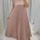 Women Summer Pleated Maxi Dress Casual Short Sleeve Crewneck Flowy Swing Long Dress with Pockets - EX-STOCK CANADA