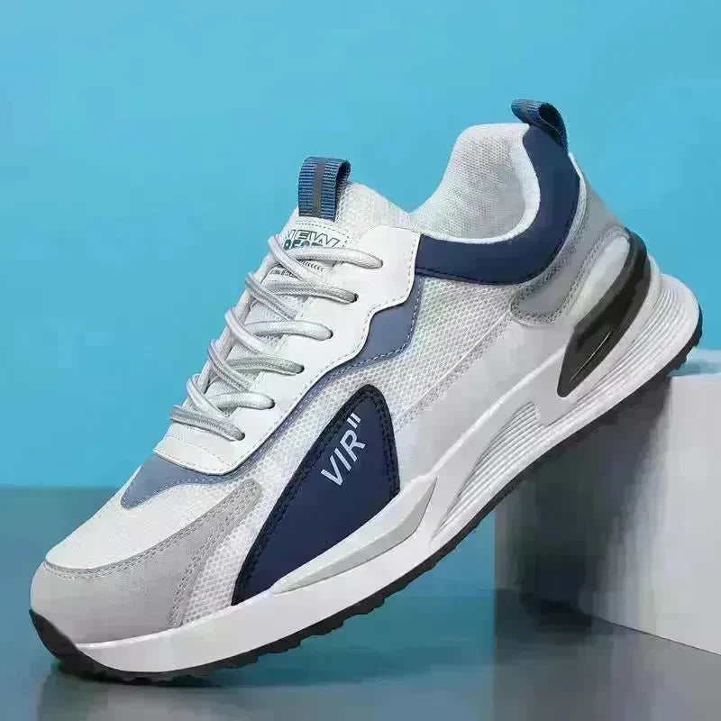 Men's Color Block Mesh Shoes Fashion Casual Lace-up Sneakers Outdoor Breathable Running Sports Shoes - EX-STOCK CANADA