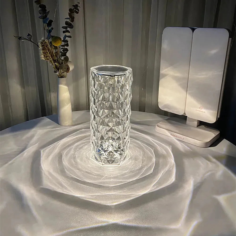 Nordic Crystal Lamp USB Table Lamps Bedroom Touch Dimming Atmosphere Diamond Night Light Rose Projector Lamp Decor - EX-STOCK CANADA