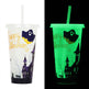 720ml Plastic Sippy Cup Halloween Luminous Straw Cup - EX-STOCK Canada