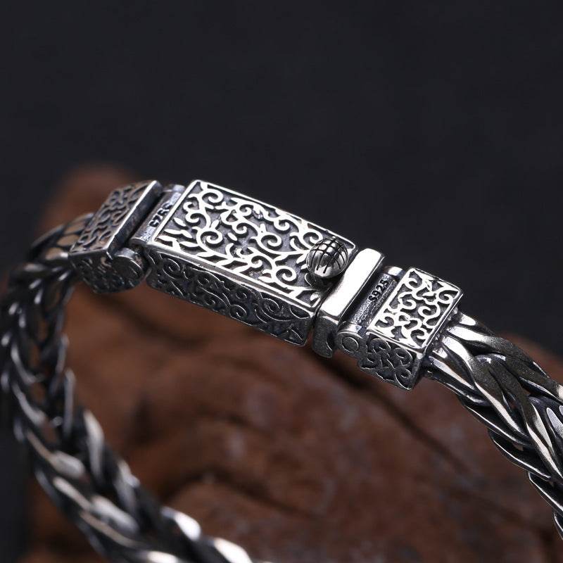 925 Sterling Silver Jewelry Men's Braided Rattan Bracelet EX-STOCK Canada 