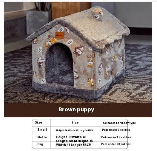 Foldable Dog House Pet Cat Bed Winter Dog Villa Sleep Kennel Removable Nest Warm Enclosed Cave Sofa Pets Supplies - EX-STOCK Canada
