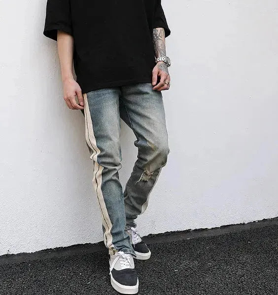 Distressed Retro Denim Jeans Pant Men - EX-STOCK CANADA