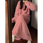 Winter Coral Fleece Sleepwear Women's Nightgown Long Night Dress Pajamas With Pockets Thickened Jacquard Dress Warm Home Clothes - EX-STOCK Canada