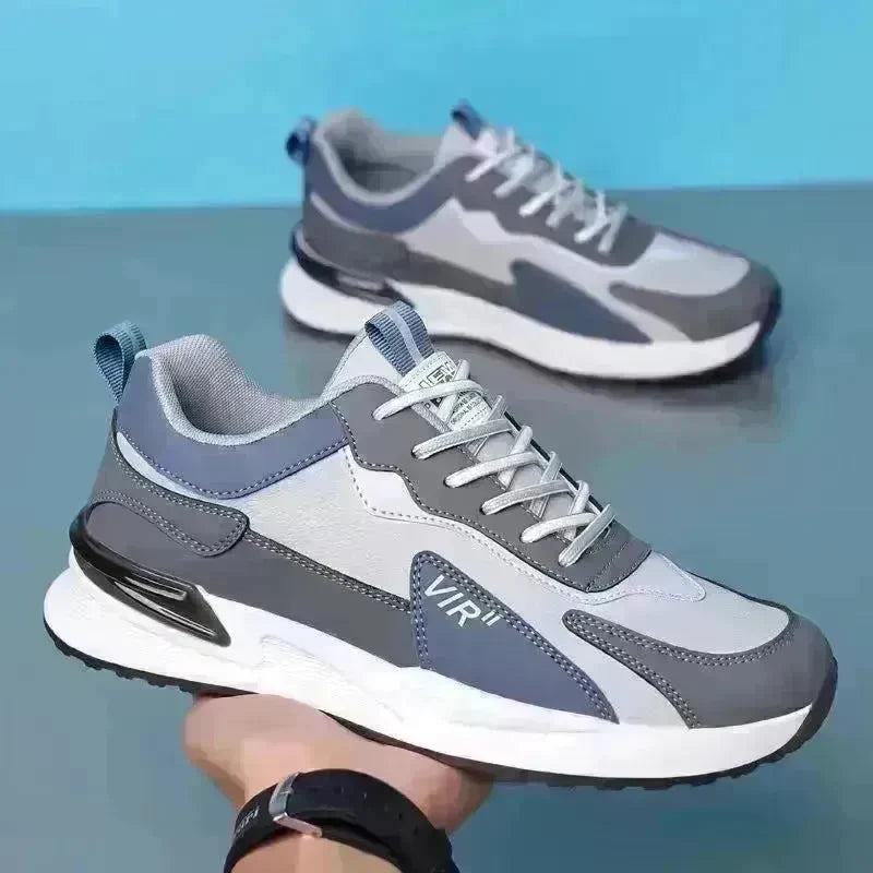 Men's Color Block Mesh Shoes Fashion Casual Lace-up Sneakers Outdoor Breathable Running Sports Shoes - EX-STOCK CANADA