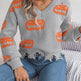 Halloween Contrast Color Pumpkin Cut Long Sleeve Sweater - EX-STOCK Canada