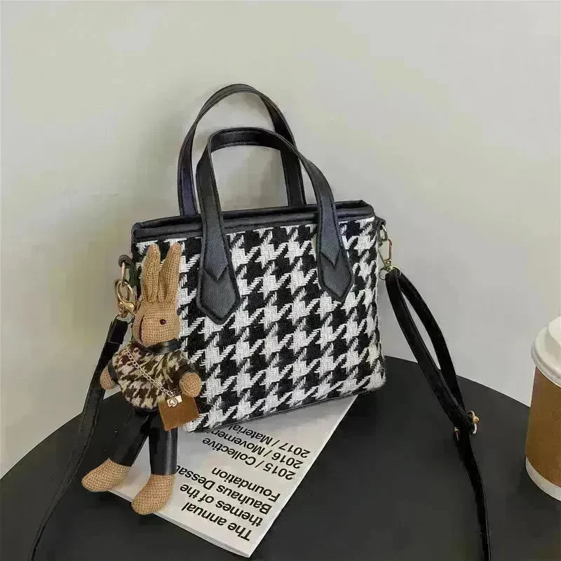 Fashion Houndstooth Shoulder Bags Portable Checkerboard Handbags All-match Messenger Crossbody Bag Women - EX-STOCK CANADA