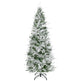 6 Feet Pencil Snow Flocked Artificial Christmas Tree With 517 Realistic Cypress Branches, Auto Open, Green EX-STOCK Canada 
