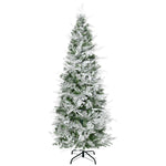 6 Feet Pencil Snow Flocked Artificial Christmas Tree With 517 Realistic Cypress Branches, Auto Open, Green EX-STOCK Canada 