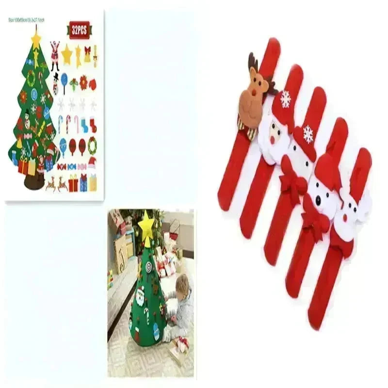 DIY Felt Christmas Tree New Year Toddler Kids Handmade Gift Toys Door Wall Hanging Ornaments Holiday Party Home Decor Set - EX-STOCK CANADA