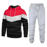 2pcs Winter Fashion Stitching Suit Outdoors Sports Suit Men's Sweatsuit Hoodie Outfit set