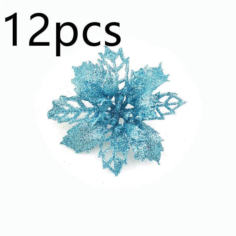 Glitter Artifical Christmas Flowers Christmas Tree Decorations For Home Fake Flowers Xmas Ornaments New Year Decor - EX-STOCK Canada