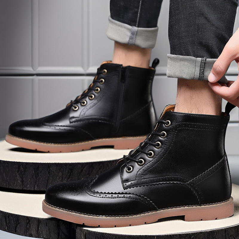 Men's British Martin Boots – High-Top Business Casual Leather Shoes