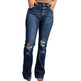 Blue jeans with button details on a white background