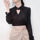 White Chiffon Blouse top Long Sleeves Office Blouses For Women - EX-STOCK CANADA