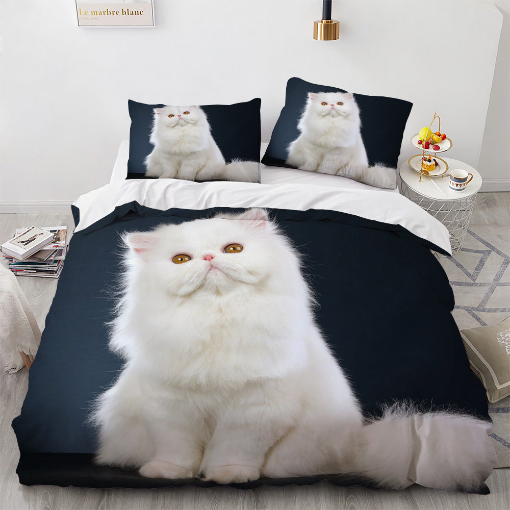 White Cute Cat Bedding Set Girl Ladies Bedroom Comfort Duvet Cover EX-STOCK Canada 