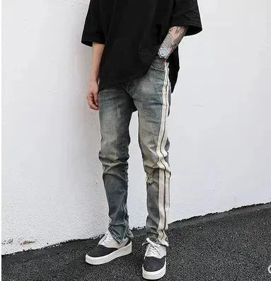 Distressed Retro Denim Jeans Pant Men - EX-STOCK CANADA