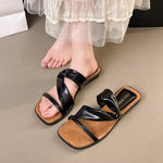 2025 Summer New French Style Low Heel Slippers For Women, Fairy Style Outdoor Fashion Slides, Elegant Match-Dress Sandals In Black, Silver, Beige 