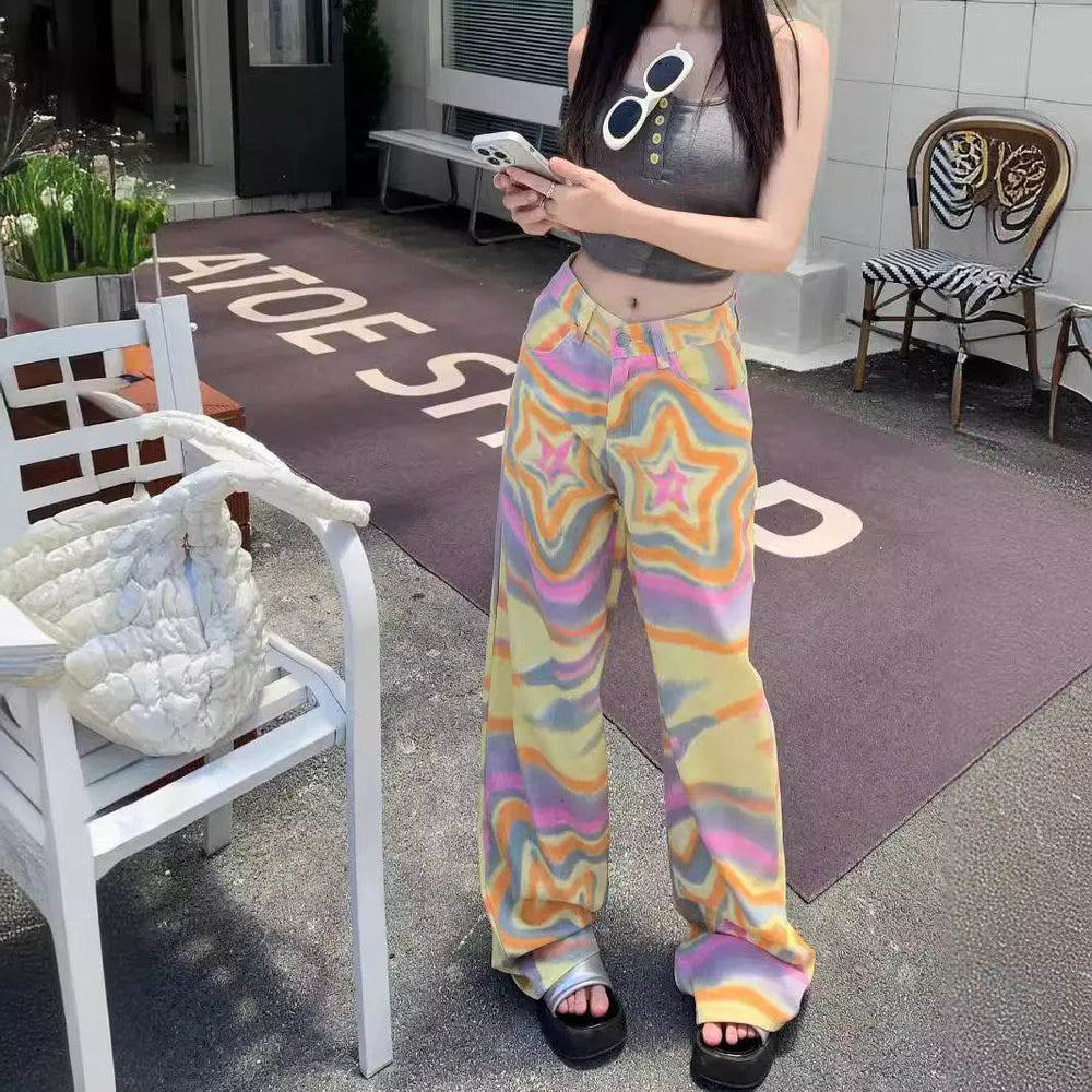 Real Shot American Retro High Street Graffiti XINGX Rendering Baggy Jeans Pant For Women - EX-STOCK Canada