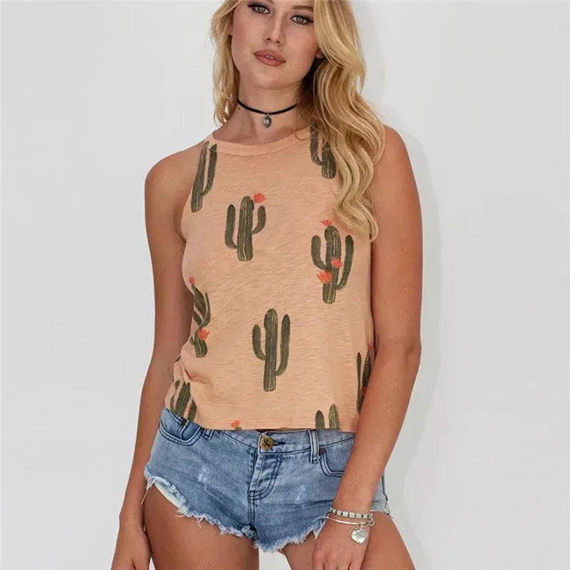 Summer Halter neck blouse top  Cactus Print Women - EX-STOCK CANADA