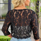 Women's Solid Color Cropped Lace Cardigan - Summer Fashion Medium-Long Sleeve Open Front Top EX-STOCK