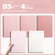 Pink notebook with a hand holding it, displaying 'Flower Story' branding.