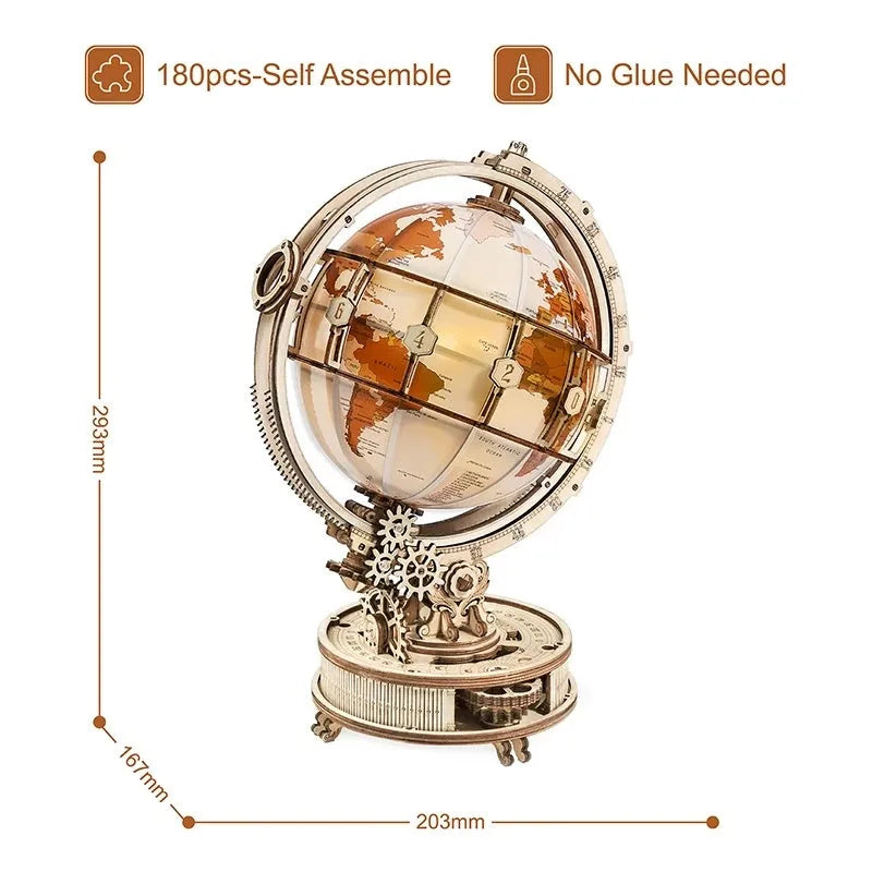 Robotime ROKR Luminous Globe 3D Wooden Puzzle Games Assemble Model Buliding Kits Toys Gift for Children Boy Support DropShipping - EX-STOCK CANADA