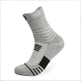 Gray sock with black accents on a white background