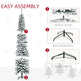 7ft Snow-Flocked Artificial Christmas Tree, Slim Pencil Xmas Tree With 490 Realistic Branches, Metal Base, Green EX-STOCK Canada 