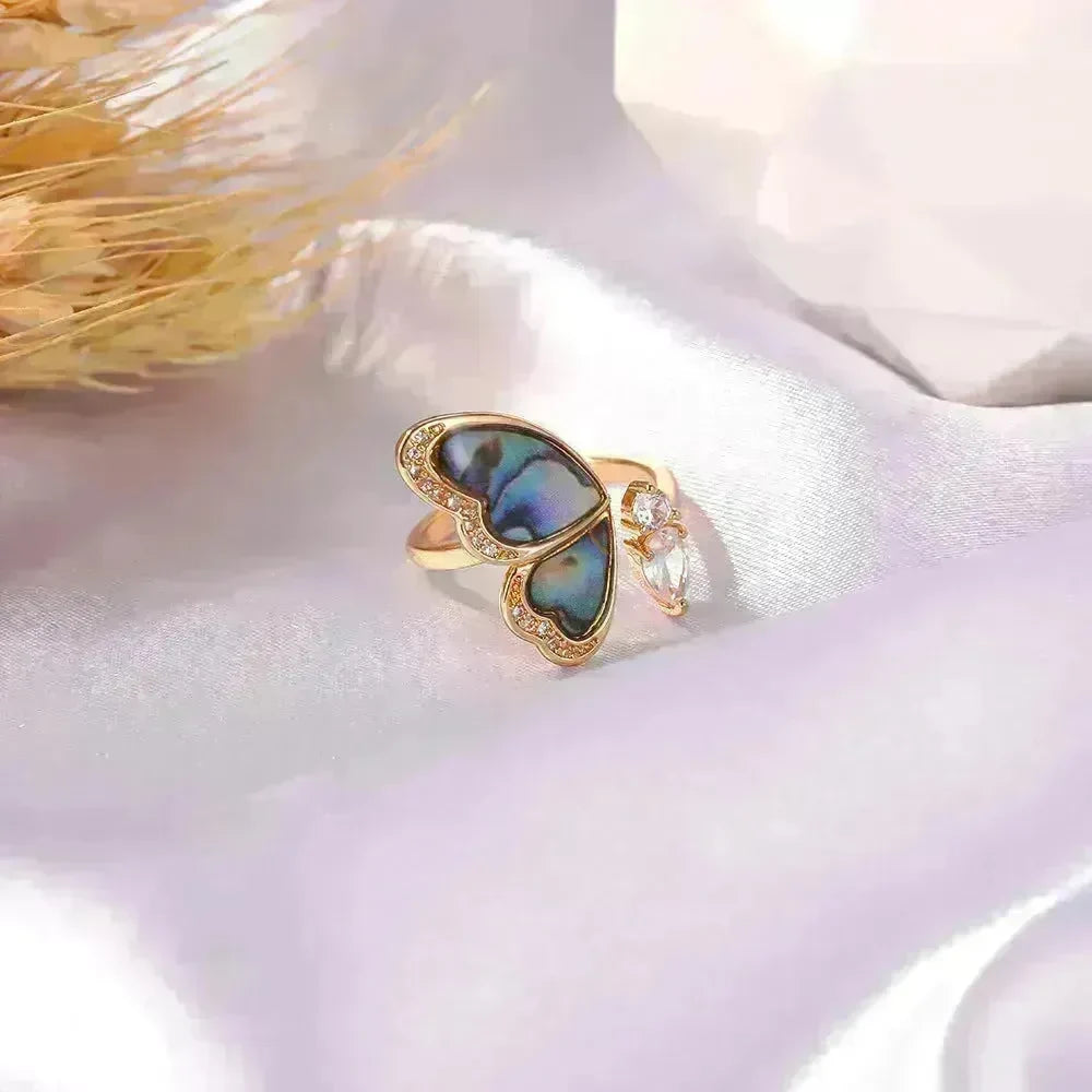 Ladies Fashion  Seashell Wing Zircon Jewelry Ring for women - EX-STOCK CANADA