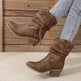 Retro Tassel Boots Winter Thick Square Heel Mid-calf Knight Western Boots Woman Fashion Shoes - EX-STOCK Canada