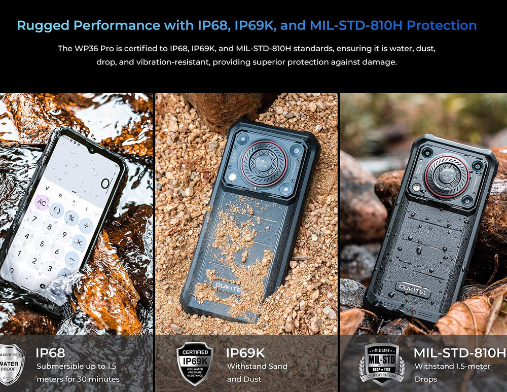 OUKITEL WP36 Pro Rugged Smartphone – 256GB, IP69K, Black 2