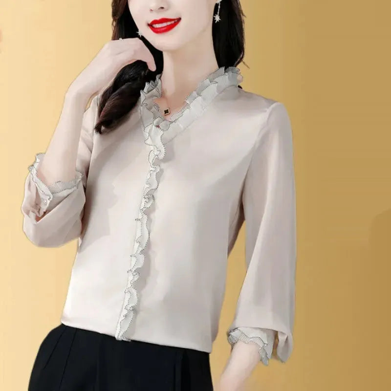 New Solid Color Chiffon Long-sleeved Shirt For Women - EX-STOCK CANADA