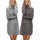 Autumn Winter Cashmere Mini High Neck Sweater Dress - EX-STOCK Canada