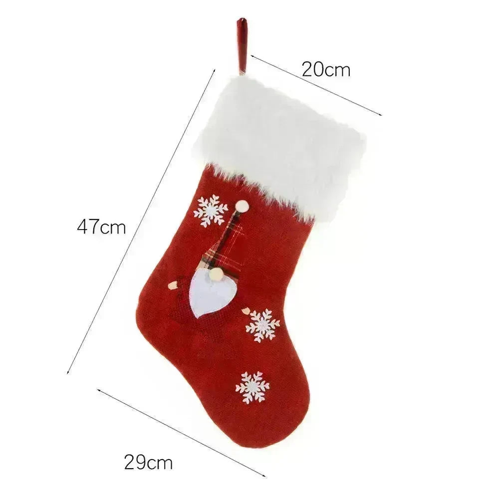 New Christmas Ornament With Light Burlap Embroidery Sock Gift Bag - EX-STOCK CANADA