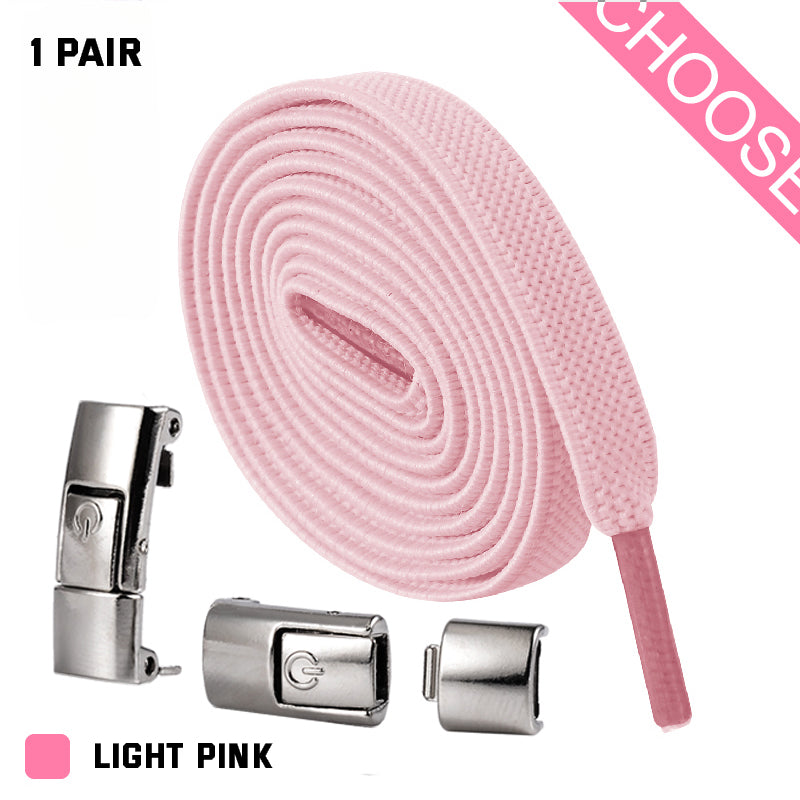 Press Lock Elastic No-Tie Shoelaces – 8MM Flat Widened Laces for Sneakers, Kids & Adults