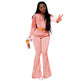 Women 2pcs Velvet Hoodie Wide leg Pant Crop top sweatsuit Athleisure Outfit - EX-STOCK Canada