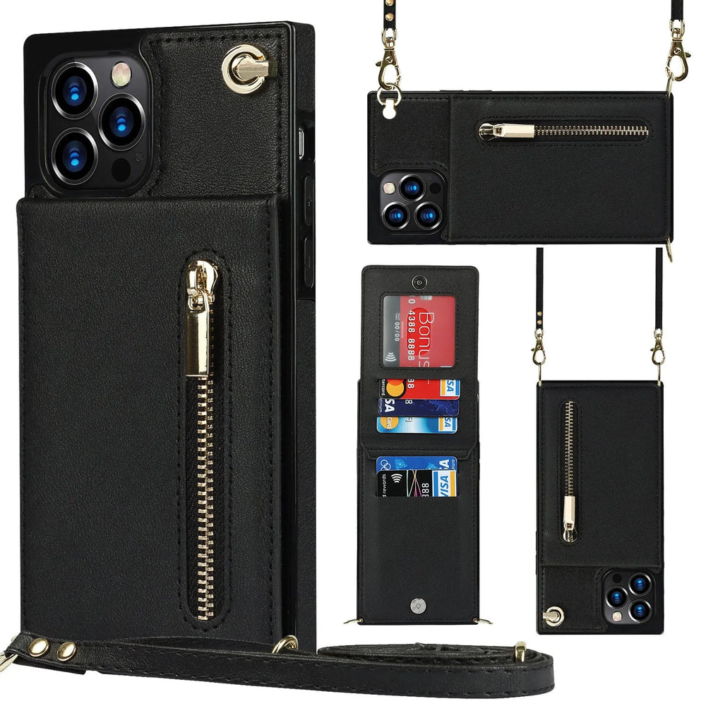 Samsung leather Crossbody Phone Case Card Holder Wallet leather case - EX-STOCK CANADA