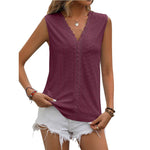 Summer Sleeveless Lace Blouse Tops Women V-neck top - EX-STOCK Canada