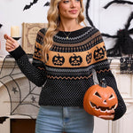 Women's Halloween Pumpkin Embroidered Retro Long-sleeved Sweater - EX-STOCK Canada