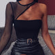 Mesh single shoulder cutout sexy top - EX-STOCK Canada