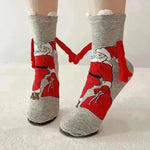 Christmas Magnetic Socks Cute Elk Santa Claus Snowman Hand-holding Socks For Couple - EX-STOCK CANADA